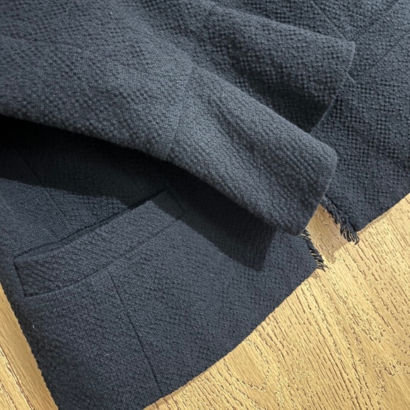 Ann Taylor Women’s Black Frayed Trim Open Front Tweed Blazer Jacket Sz-12P - Picture 4 of 6